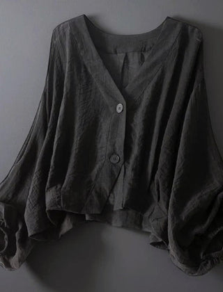 Ottilphine | Women's Knit Cozy Lightweight V-Neck Cropped Button Cardigan Sweaters — Black