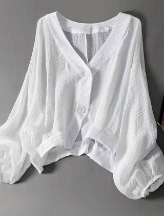 Ottilphine | Women's Knit Cozy Lightweight V-Neck Cropped Button Cardigan Sweaters — White