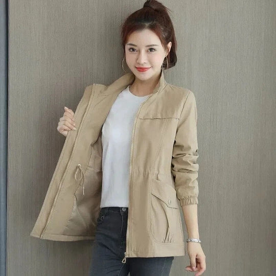 Women's Trench Coat | Lightweight Waterproof Stand Collar