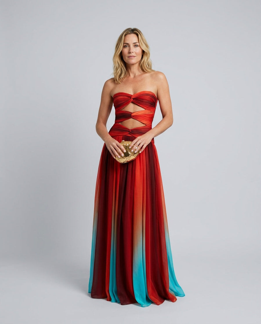 Women's Grad Dress | Maxi Strapless Corset Cutout