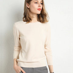 Women's Cashmere Sweater | Round Neck Long Sleeve Knit