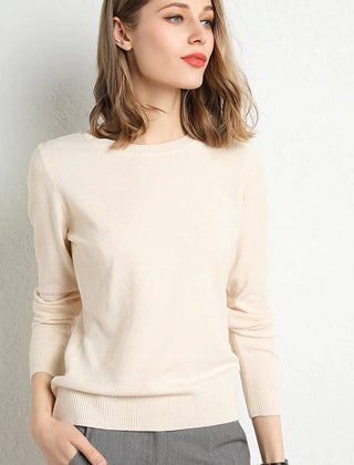 Women's Cashmere Sweater | Round Neck Long Sleeve Knit