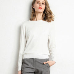 Women's Cashmere Sweater | Round Neck Long Sleeve Knit