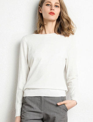 Women's Cashmere Sweater | Round Neck Long Sleeve Knit