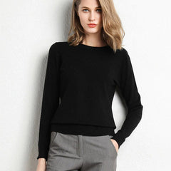 Women's Cashmere Sweater | Round Neck Long Sleeve Knit