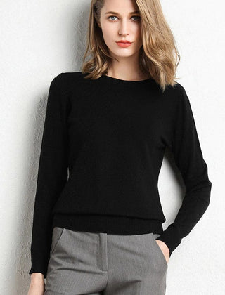 Women's Cashmere Sweater | Round Neck Long Sleeve Knit