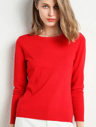 Women's Cashmere Sweater | Round Neck Long Sleeve Knit