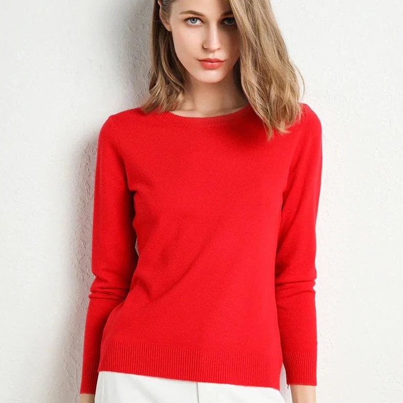 Women's Cashmere Sweater | Round Neck Long Sleeve Knit