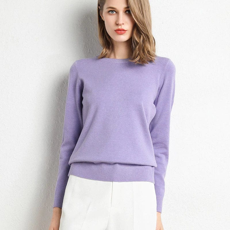Women's Cashmere Sweater | Round Neck Long Sleeve Knit