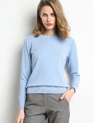 Women's Cashmere Sweater | Round Neck Long Sleeve Knit