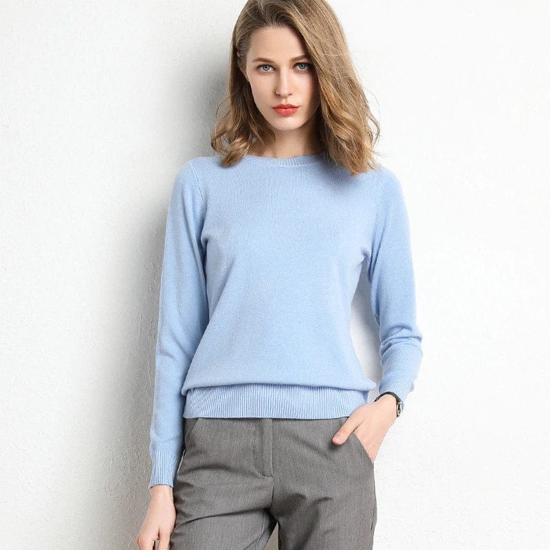Women's Cashmere Sweater | Round Neck Long Sleeve Knit