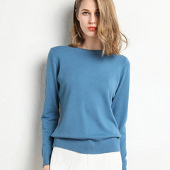 Women's Cashmere Sweater | Round Neck Long Sleeve Knit