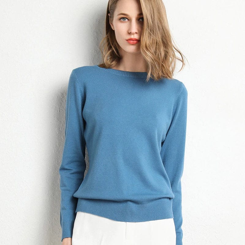 Women's Cashmere Sweater | Round Neck Long Sleeve Knit