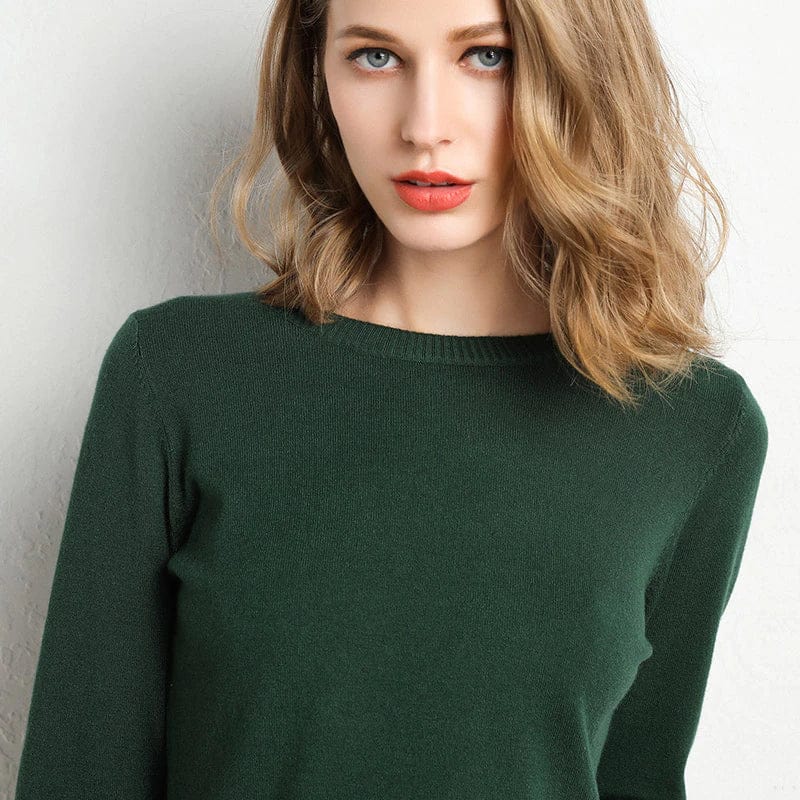 Women's Cashmere Sweater | Round Neck Long Sleeve Knit