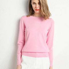 Women's Cashmere Sweater | Round Neck Long Sleeve Knit