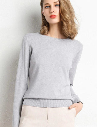 Women's Cashmere Sweater | Round Neck Long Sleeve Knit