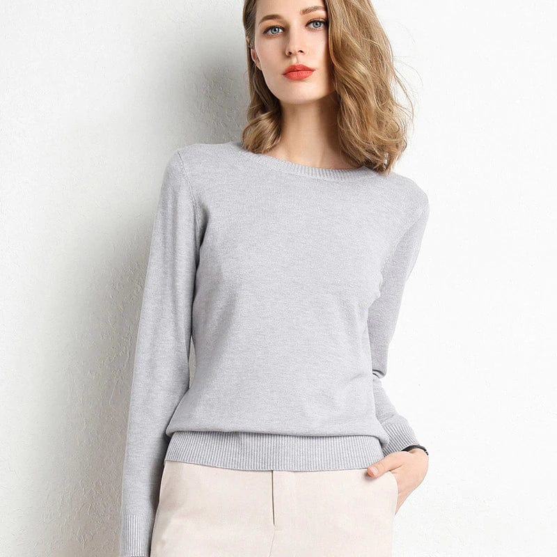 Women's Cashmere Sweater | Round Neck Long Sleeve Knit