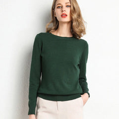 Women's Cashmere Sweater | Round Neck Long Sleeve Knit