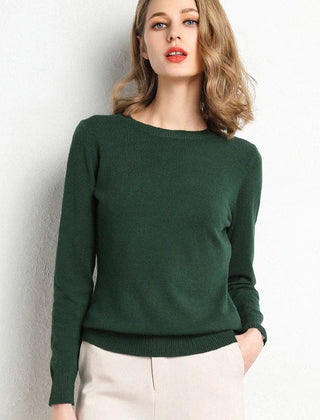 Women's Cashmere Sweater | Round Neck Long Sleeve Knit