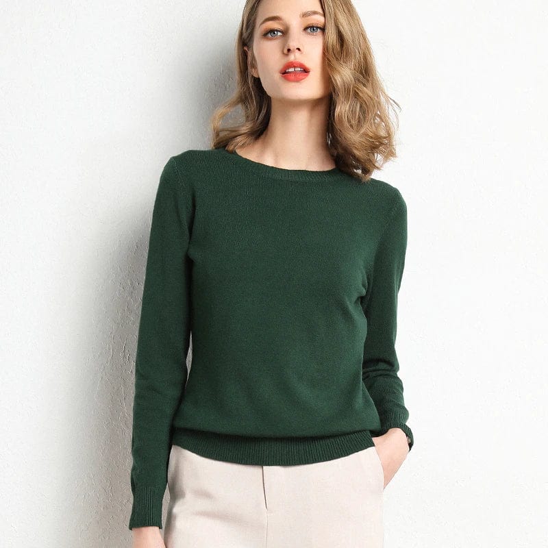 Women's Cashmere Sweater | Round Neck Long Sleeve Knit