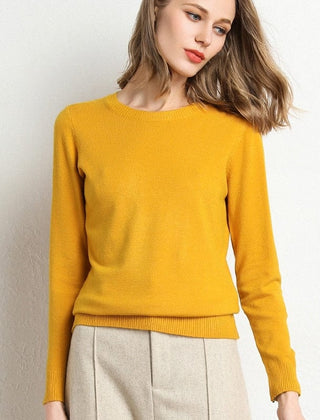 Women's Cashmere Sweater | Round Neck Long Sleeve Knit