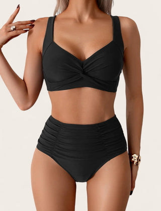 Women's Bandeau Bikini | Sweetheart Neckline Ruched High Waist
