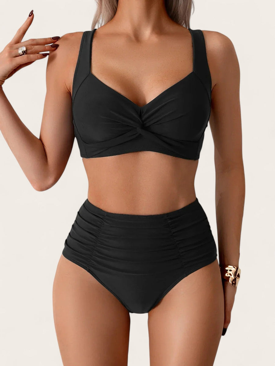 Women's Bandeau Bikini | Sweetheart Neckline Ruched High Waist