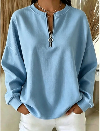 Women's Mock Neck Sweatshirt | Quarter-Zip Long Sleeve Relaxed Fit