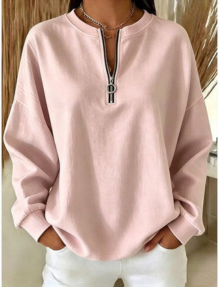 Women's Mock Neck Sweatshirt | Quarter-Zip Long Sleeve Relaxed Fit