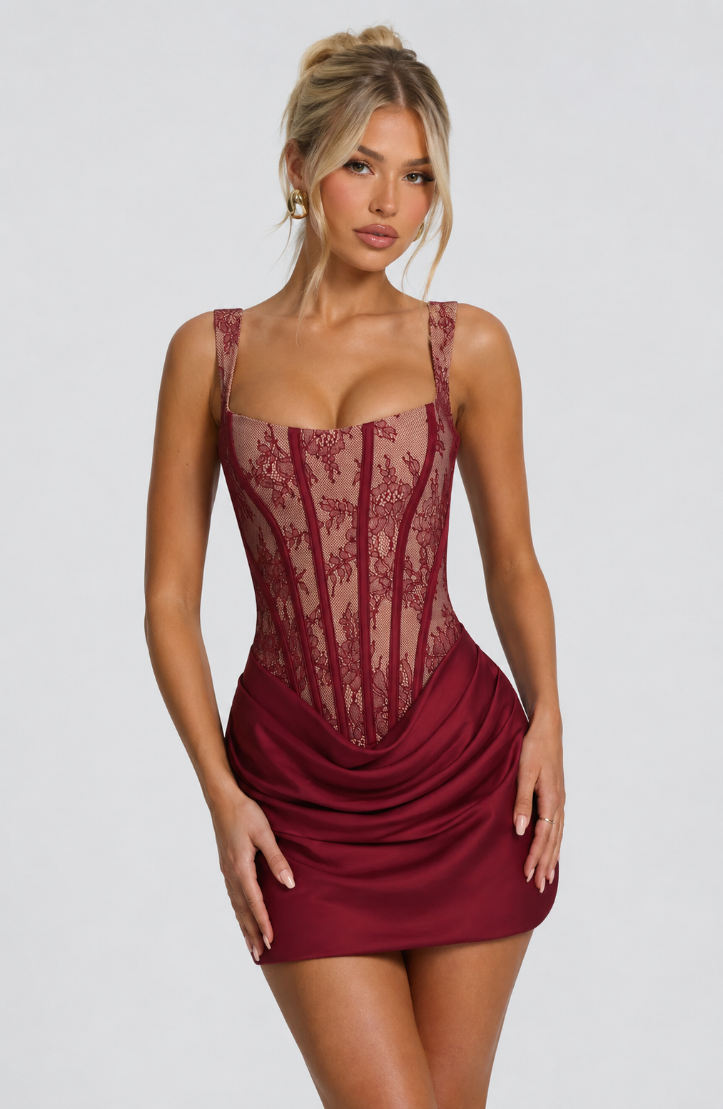Women's Satin Skirt | Mini Length Lace Corset Sweetheart Sleeveless