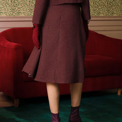Women's Midi Skirt | A-Line High Waist Tweed