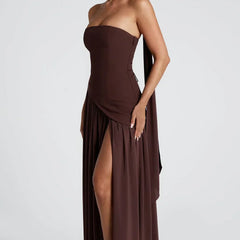 Women's Formal Dress | Maxi Strapless Choker Draped