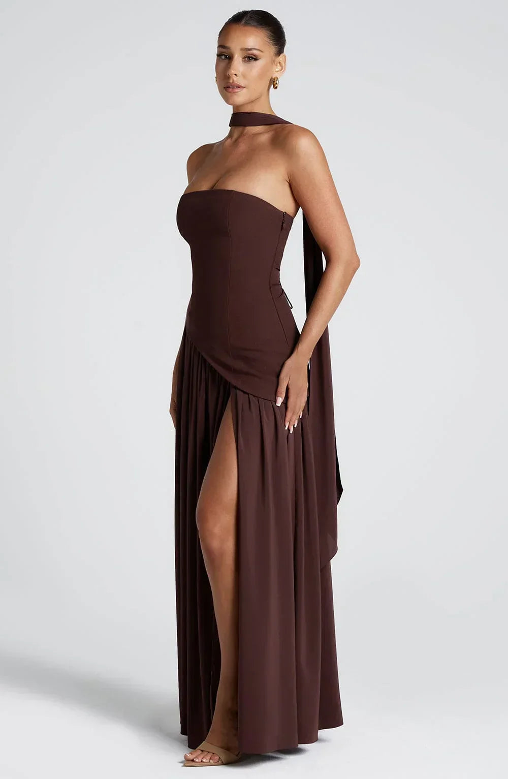 Women's Formal Dress | Maxi Strapless Choker Draped