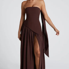 Women's Formal Dress | Maxi Strapless Choker Draped