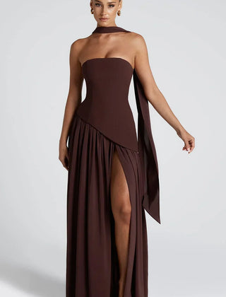 Women's Formal Dress | Maxi Strapless Choker Draped