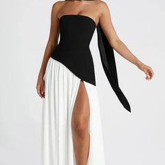 Women's Formal Dress | Maxi Strapless Choker Draped