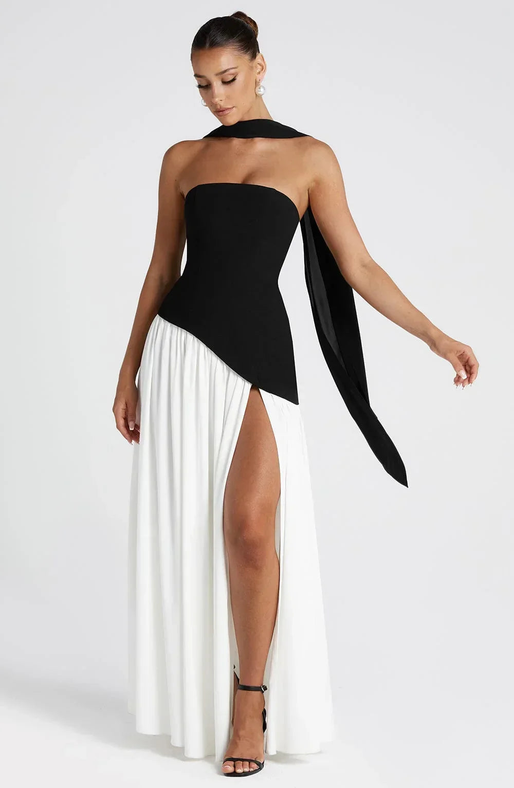 Women's Formal Dress | Maxi Strapless Choker Draped