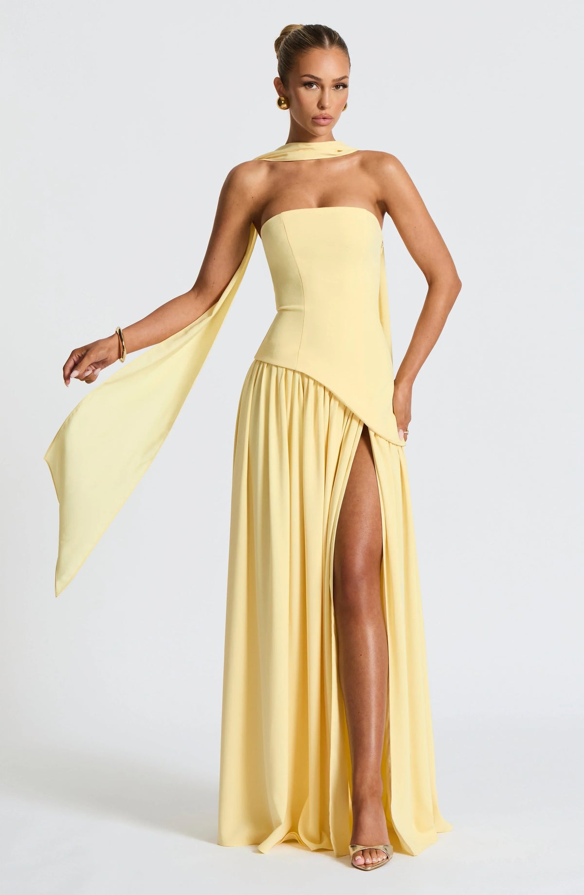 Women's Formal Dress | Maxi Strapless Choker Draped