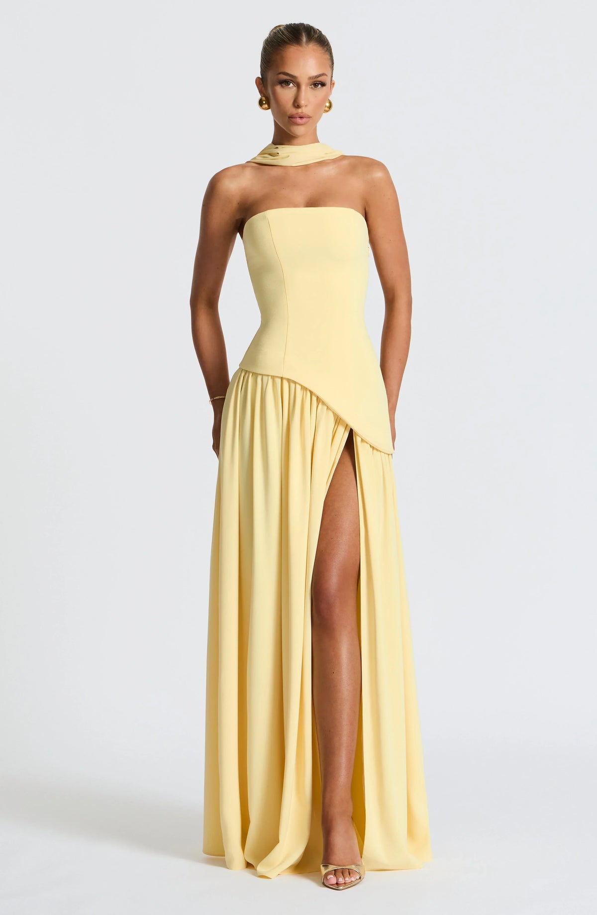 Women's Formal Dress | Maxi Strapless Choker Draped