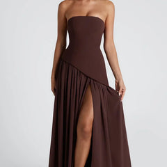 Women's Formal Dress | Maxi Strapless Choker Draped