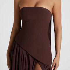 Women's Formal Dress | Maxi Strapless Choker Draped
