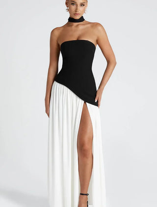 Women's Formal Dress | Maxi Strapless Choker Draped