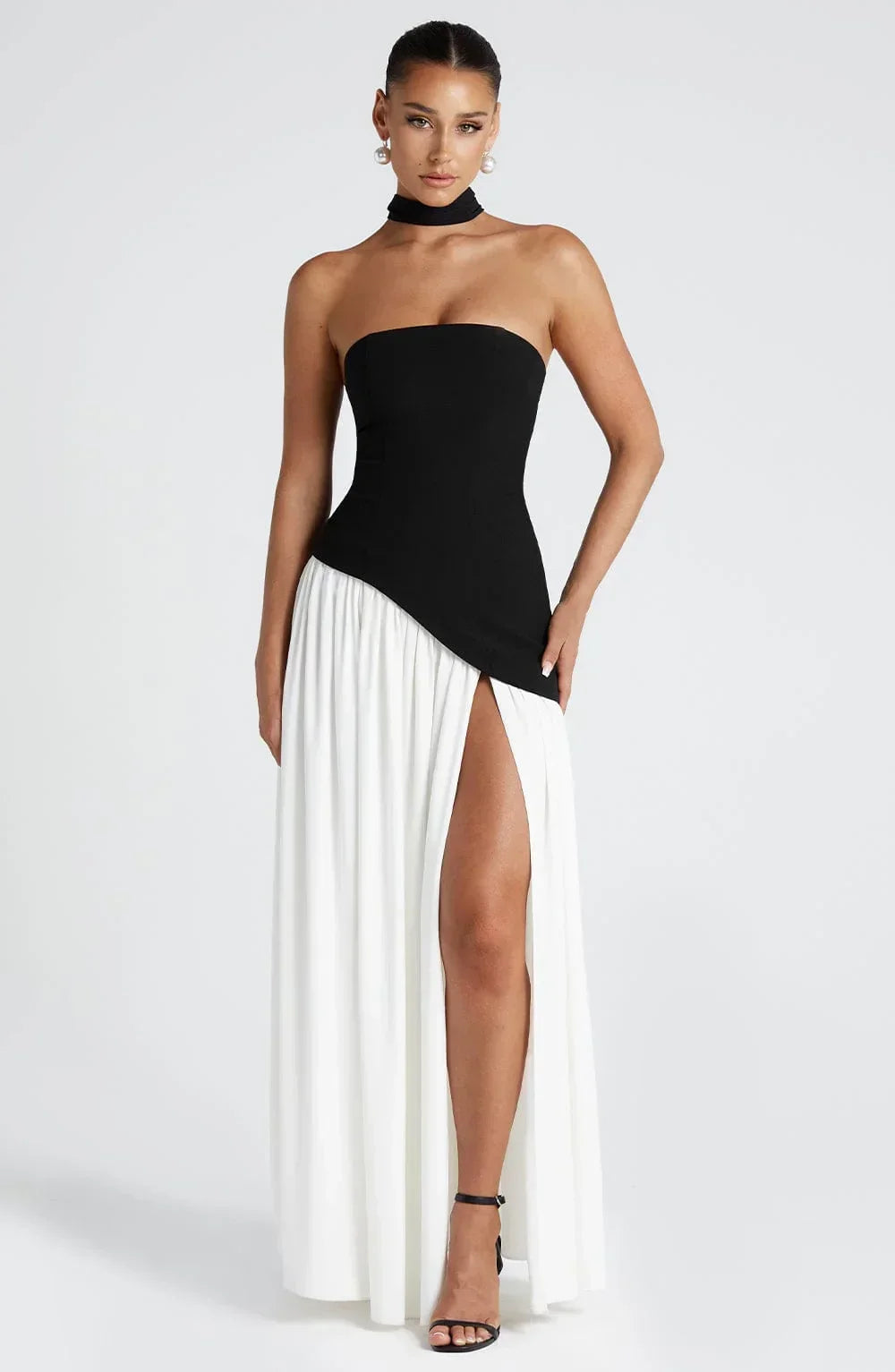 Women's Formal Dress | Maxi Strapless Choker Draped