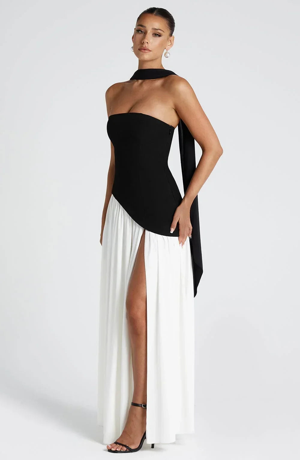 Women's Formal Dress | Maxi Strapless Choker Draped