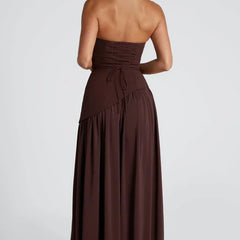 Women's Formal Dress | Maxi Strapless Choker Draped