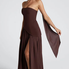 Women's Formal Dress | Maxi Strapless Choker Draped