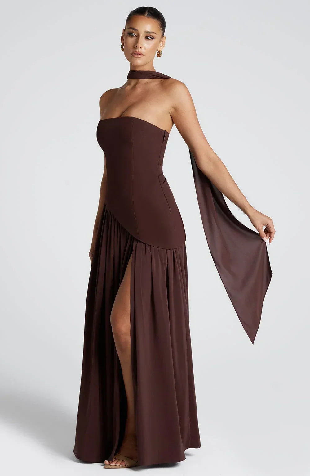 Women's Formal Dress | Maxi Strapless Choker Draped