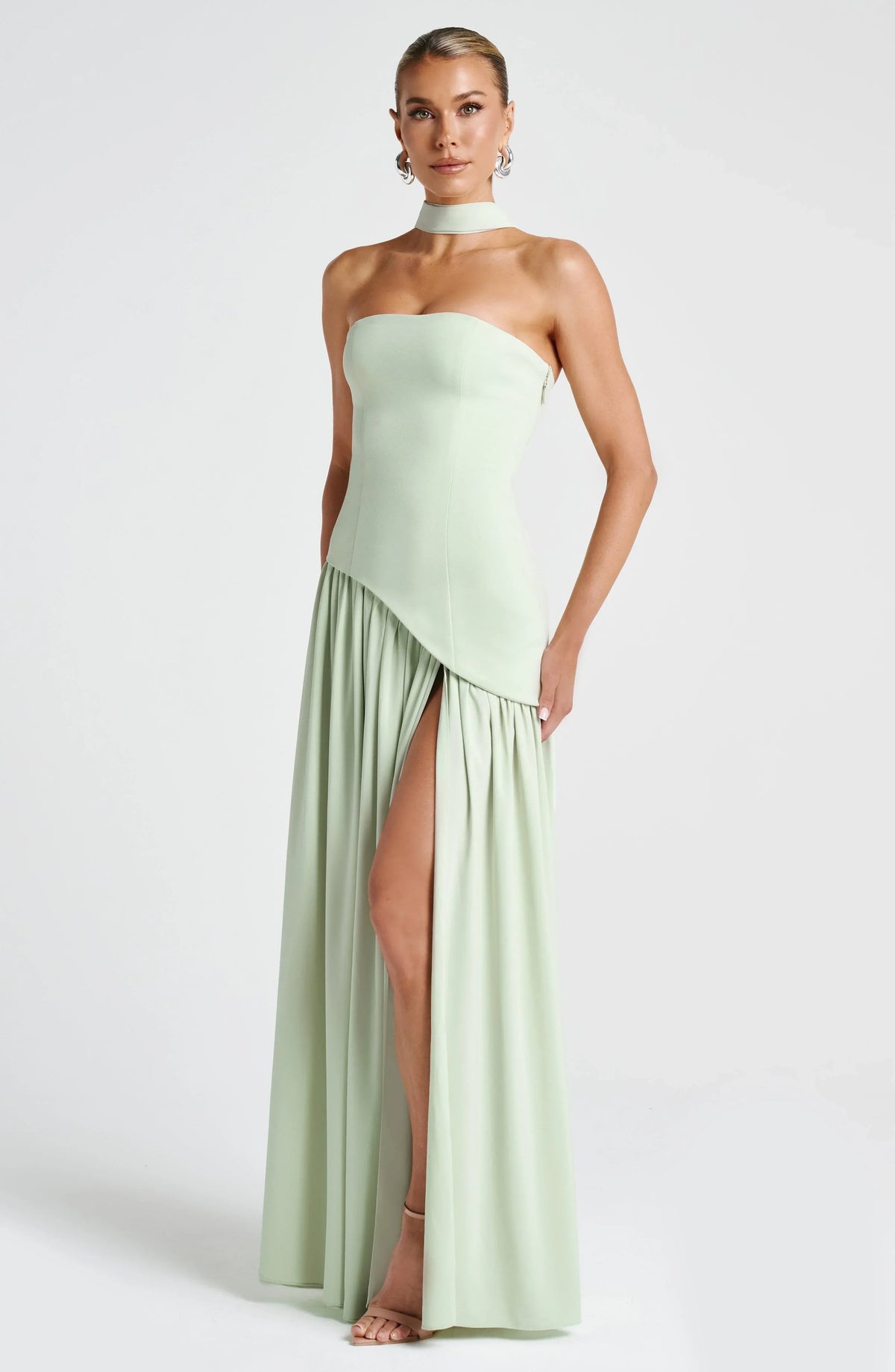 Women's Formal Dress | Maxi Strapless Choker Draped