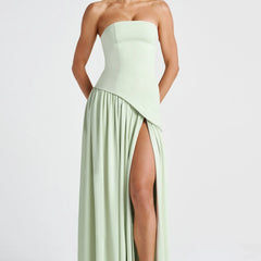 Women's Formal Dress | Maxi Strapless Choker Draped