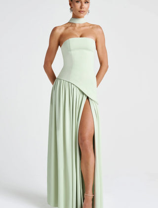 Women's Formal Dress | Maxi Strapless Choker Draped